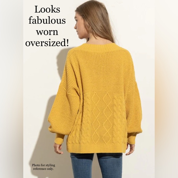 22-24W Lane Bryant  Slouchy V-neck Cotton Cable Knit Sweater - Picture 16 of 16